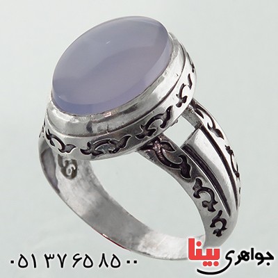 انگشتر عقیق یمنی کبود مردانه طرح قرینه