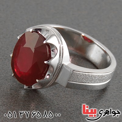 انگشتر یاقوت سرخ ناب مردانه فاخر مدل بناپارت (با شناسنامه بین المللی دیجیتال) _کد:1809