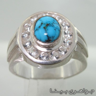 انگشتر فیروزه نیشابوری دور نگین
