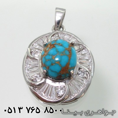 گردنبند فیروزه نیشابوری طرح گل باگت