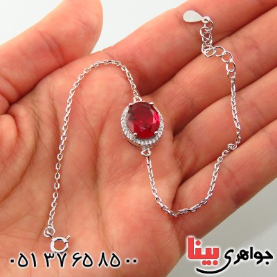 دستبند یاقوت سرخ سوارسکی زنانه رودیوم مدل مهرسا _کد:13143