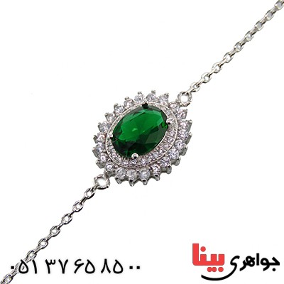 دستبند زمرد سوارسکی زنانه رودیوم مدل مهتا _کد:13159 دستبند زمرد سوارسکی زنانه رودیوم مدل مهتا _کد:13159