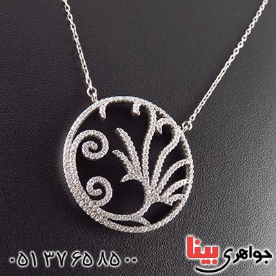 سینه ریز نقره طرح طاووس درشت رودیوم با نگین اتریشی _کد:13173