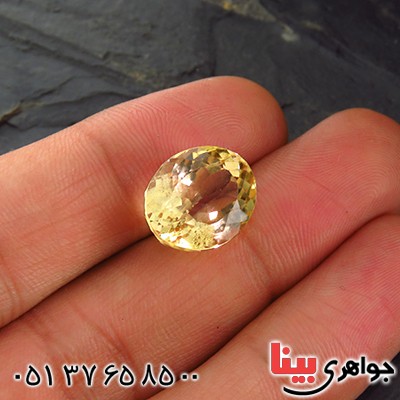 نگین انگشتر سیترین تراش برلیانی ترکیبی پشت دار _کد:13177