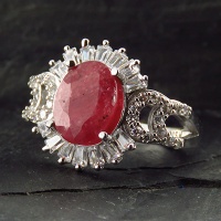 انگشتر یاقوت سرخ زنانه رودیوم مدل هیلدا
