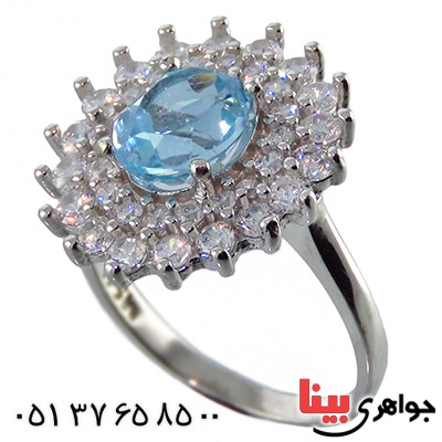 انگشتر توپاز زنانه رودیوم مدل نینا _کد:13206 انگشتر توپاز زنانه رودیوم مدل نینا _کد:13206