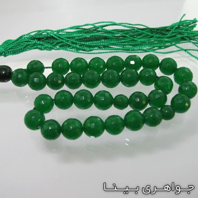 تسبیح جید سبز 33 دانه ای تراش دار
