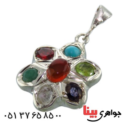 گردنبند چند جواهر عقیق یمنی شش پر با حرز امام جواد و تربت کربلا _کد:13217