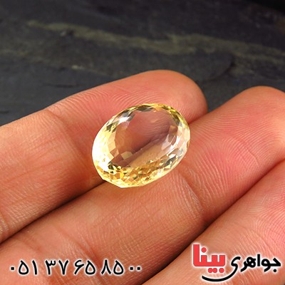 نگین انگشتر سیترین تراش برلیانی ترکیبی _کد:13223