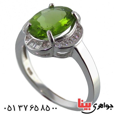 انگشتر زبرجد زنانه رودیوم مدل بهنوش _کد:13225
