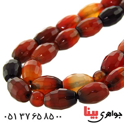 تسبیح عقیق سلیمانی 33 دانه ای هلی تراش دار _کد:13248