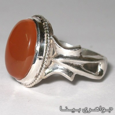 انگشتر عقیق زرد شرف الشمس یمنی کنار اشک