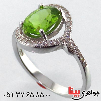 انگشتر زبرجد زنانه رودیوم مدل پیچک _کد:13259