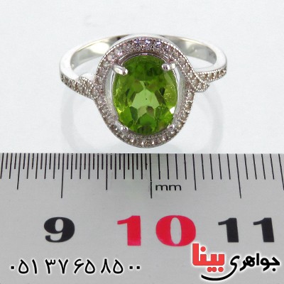 انگشتر زبرجد زنانه رودیوم مدل پیچک _کد:13259