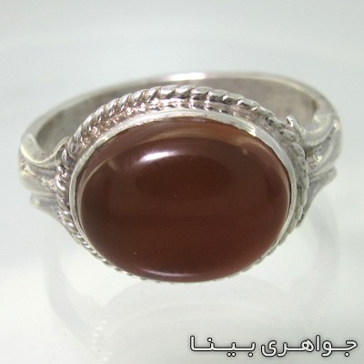 انگشتر عقیق زرد شرف الشمس یمنی دور پیچ افقی