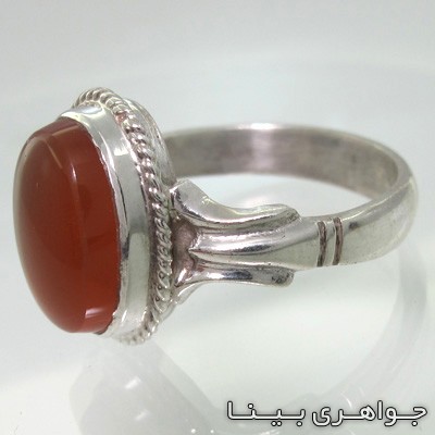 انگشتر عقیق زرد شرف الشمس یمنی دور پیچ بیضی