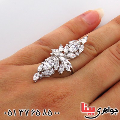 انگشتر نقره زنانه رودیوم مدل فروزان _کد:13351 انگشتر نقره زنانه رودیوم مدل فروزان _کد:13351