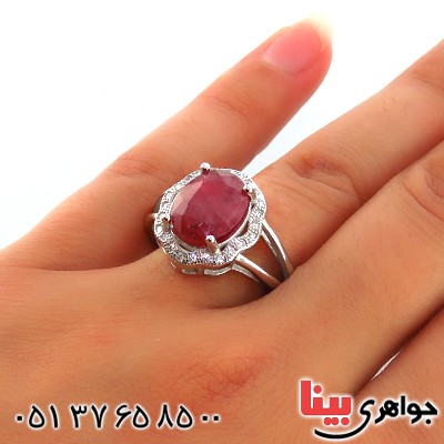 انگشتر یاقوت سرخ زنانه رودیوم مدل فلاور _کد:13364 انگشتر یاقوت سرخ زنانه رودیوم مدل فلاور _کد:13364