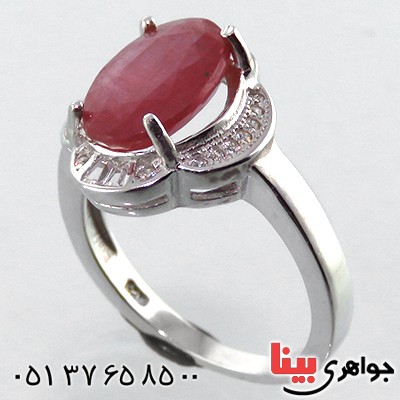 انگشتر یاقوت سرخ زنانه رودیوم مدل فروغ _کد:13386
