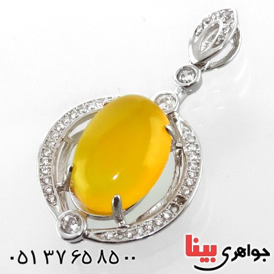 گردنبند عقیق شرف الشمس زنانه رودیوم مدل روژان _کد:13402