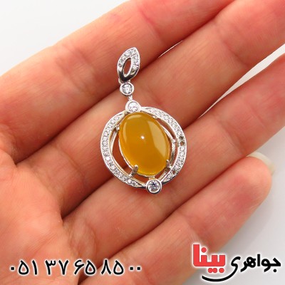 گردنبند عقیق شرف الشمس زنانه رودیوم مدل روژان _کد:13402