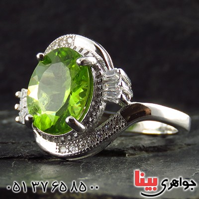 انگشتر زبرجد زنانه رودیوم مدل نینا _کد:13408 انگشتر زبرجد زنانه رودیوم مدل نینا _کد:13408