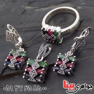 سرویس چند جواهر یاقوت و زمرد زنانه سنگین درجه یک _کد:13411 سرویس چند جواهر یاقوت و زمرد زنانه سنگین درجه یک _کد:13411