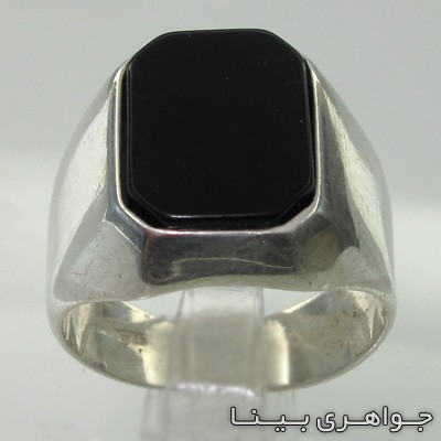 انگشتر عقیق سیاه (اونیکس) مستطیلی