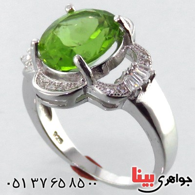 انگشتر زبرجد زنانه رودیوم مدل بیتا _کد:13498 انگشتر زبرجد زنانه رودیوم مدل بیتا _کد:13498