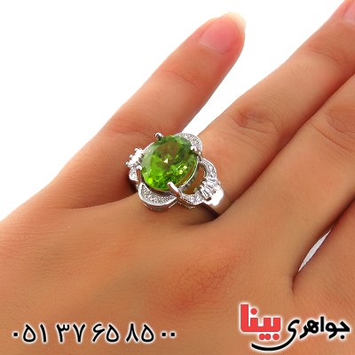 انگشتر زبرجد زنانه رودیوم مدل بیتا _کد:13498 انگشتر زبرجد زنانه رودیوم مدل بیتا _کد:13498