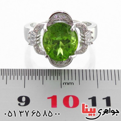 انگشتر زبرجد زنانه رودیوم مدل بیتا _کد:13498 انگشتر زبرجد زنانه رودیوم مدل بیتا _کد:13498