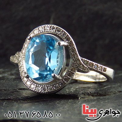 انگشتر توپاز زنانه رودیوم مدل فرشته _کد:13506