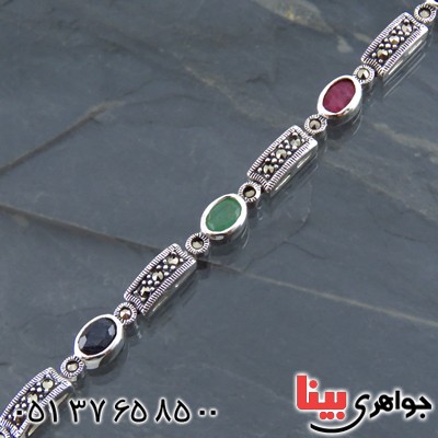 دستبند چند جواهر یاقوت و زمرد زنانه سنگین درجه یک _کد:13519 دستبند چند جواهر یاقوت و زمرد زنانه سنگین درجه یک _کد:13519