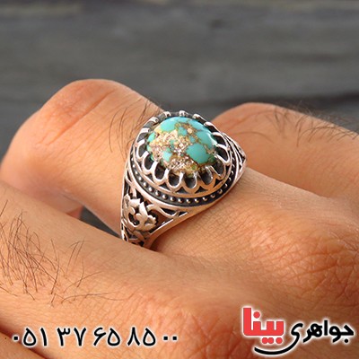 انگشتر فیروزه نیشابوری شجری مردانه اسلیمی _کد:13532 انگشتر فیروزه نیشابوری شجری مردانه اسلیمی _کد:13532