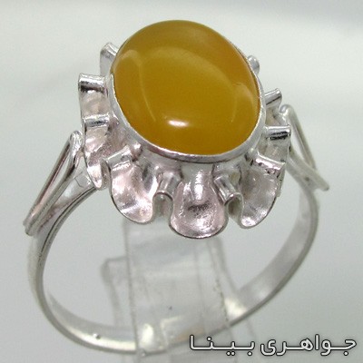 انگشتر عقیق زرد شرف الشمس طرح گل