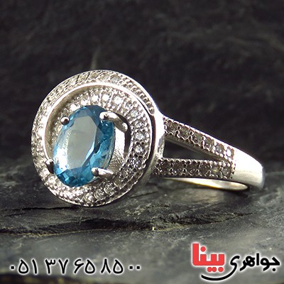 انگشتر توپاز زنانه رودیوم مدل فریما