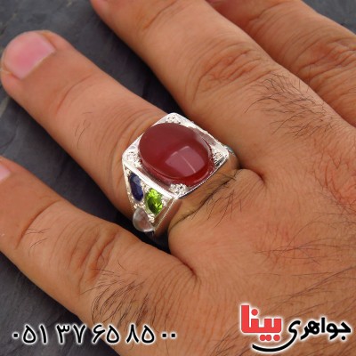 انگشتر چند جواهر عقیق یمنی مردانه درشت خاص فاخر _کد:1867