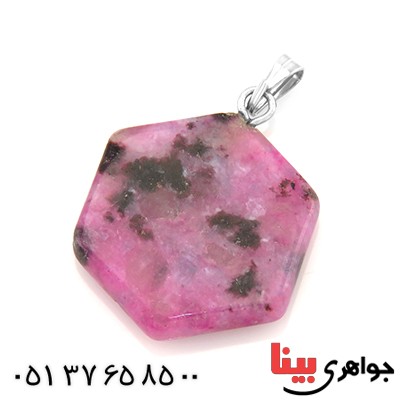 گردنبند رودونیت تراش 6 ضلعی _کد:13580 گردنبند رودونیت تراش 6 ضلعی _کد:13580