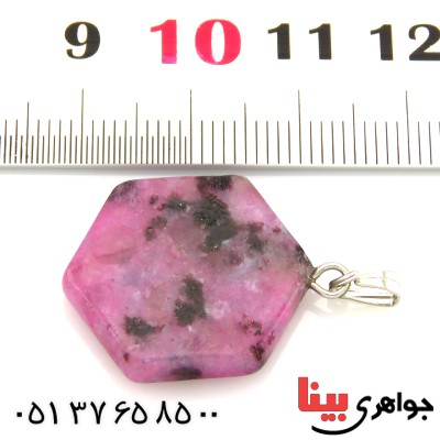 گردنبند رودونیت تراش 6 ضلعی _کد:13580 گردنبند رودونیت تراش 6 ضلعی _کد:13580