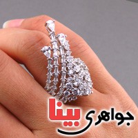 انگشتر زیرکن (زرقون) زنانه رودیوم درشت مدل هیوا _کد:13607