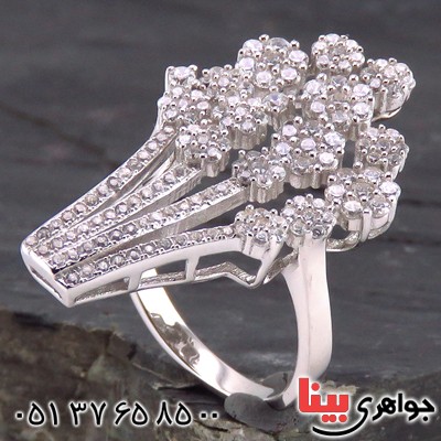 انگشتر نقره زنانه رودیوم مجلسی مدل نیکا _کد:13616