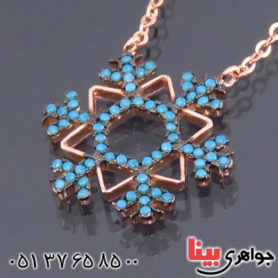 سینه ریز نقره زنانه رودیوم مسی طرح دانه برف _کد:13623
