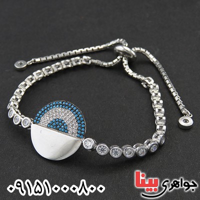 دستبند نقره آسانسوری رودیوم مدل شیلا _کد:13628