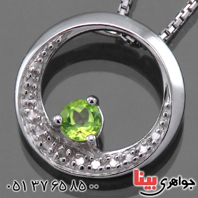 گردنبند زبرجد زنانه مانی دایره تک نگین _کد:13664