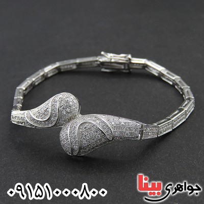 دستبند نقره زنانه میکروستینگ رودیوم مدل پیوند _کد:13665