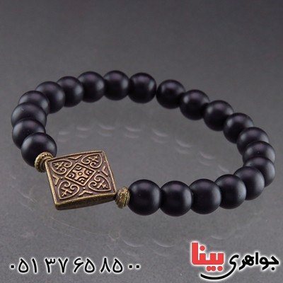 دستبند عقیق سیاه (اونیکس) مات طرح لوزی _کد:13680 دستبند عقیق سیاه (اونیکس) مات طرح لوزی _کد:13680