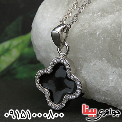 گردنبند نقره زنانه رودیوم طرح گل _کد:13782