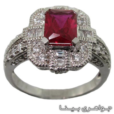 انگشتر یاقوت سرخ صنعتی مربعی