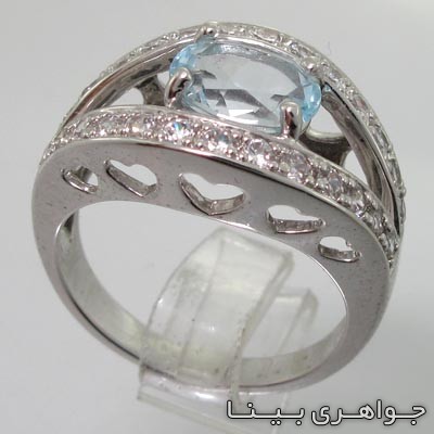 انگشتر آکوآمارین طرح چشم