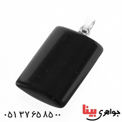 گردنبند عقیق سیاه (اونیکس) تراش مستطیل _کد:13843 گردنبند عقیق سیاه (اونیکس) تراش مستطیل _کد:13843